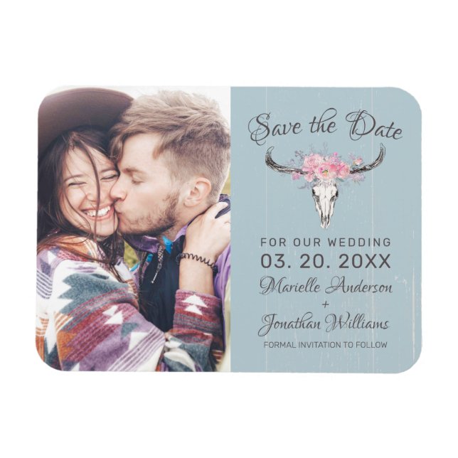 Rustik Blommigt med  vattenfärg B Foto på Cow- Magnet (Horisontell)