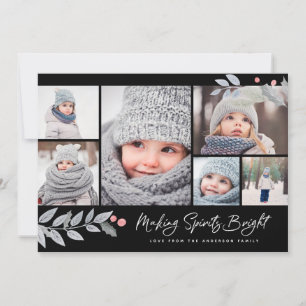 Rustik Blommigt - merry Bright Multi-Photo Collage Julkort