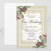 Rustik Blommigt Minimalistisk Burgundy Guld Bröllo