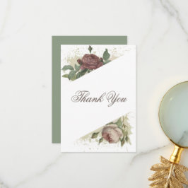 Rustik Blommigt Modern Burgundy Marsala Guld Bröll Tack Kort