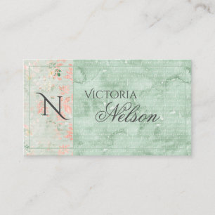 Rustik Blommigt Monogram Papper kalligrafi Visitkort
