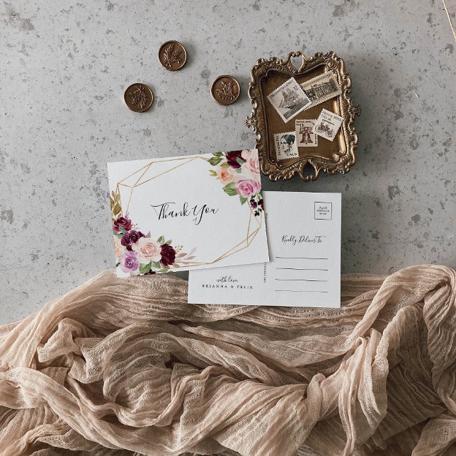 Rustik Blommigt och botaniskt Tack av olivträd Vykort (Skapare uppladdad)