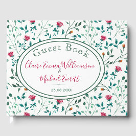 Rustik Blommigt och Grönt Foliage Mönster | BRÖLLO Gästböcker