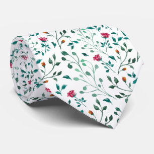 Rustik Blommigt och Grönt Foliage Mönster BRÖLLO Slips