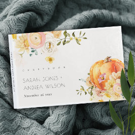 Rustik Blommigt Orange Höstpumpkin Bröllop Gästböcker