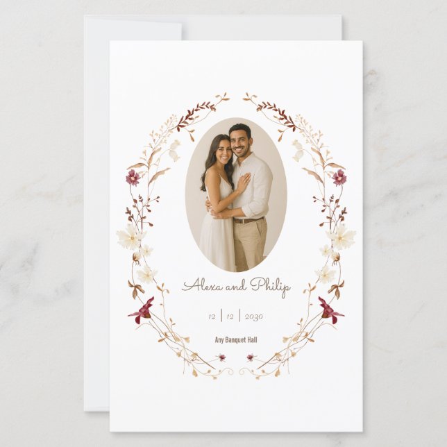 Rustik Blommigt Oval Photo Botanical Wandend Progr (Framsida)