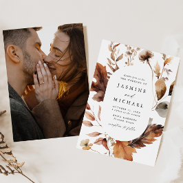 Rustik Blommigt Oval Ram Photo Bröllop Inbjudningar