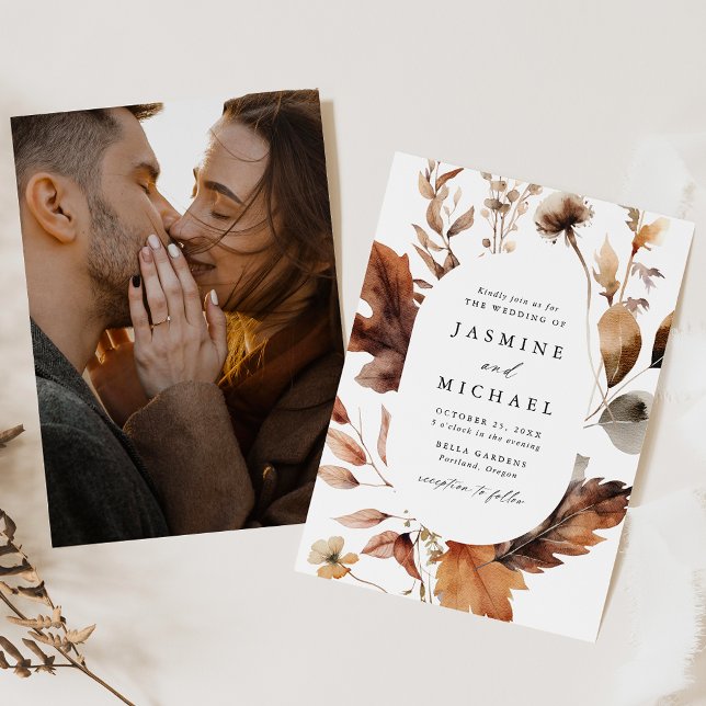 Rustik Blommigt Oval Ram Photo Bröllop Inbjudningar (Skapare uppladdad)