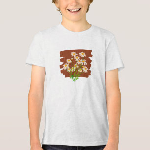 Rustik blommigt på brun bakgrund t shirt