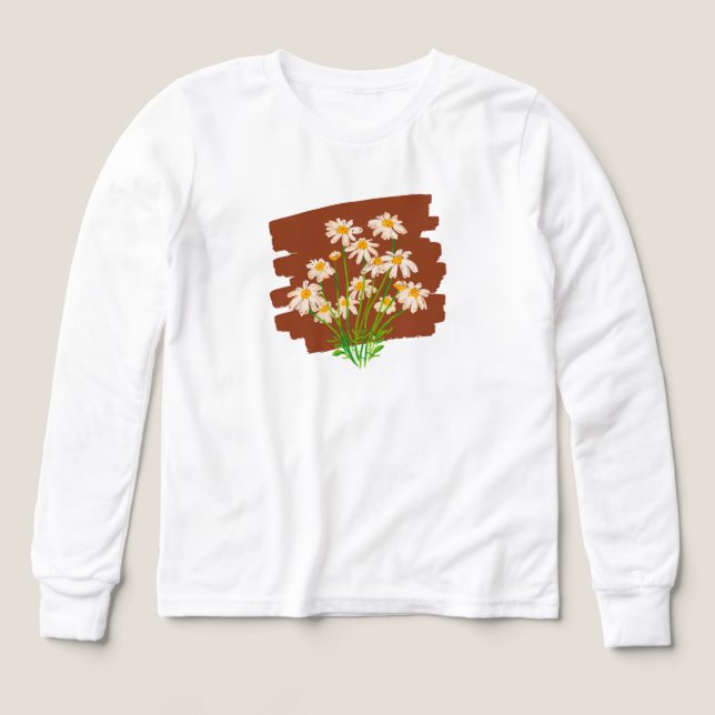 Rustik blommigt på brun bakgrund t shirt (Design framsida)