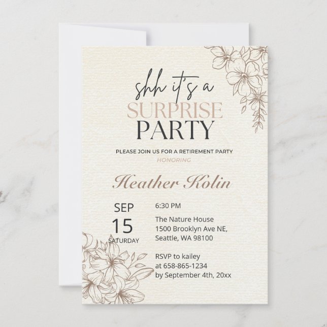 Rustik Blommigt, Pension-kort, Online Inbjudningar (Framsida)