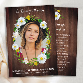 Rustik Blommigt Photo Memorial Prayer Card - begra