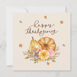 Rustik Blommigt Pumpkin Happy thanksgiving Card Kort