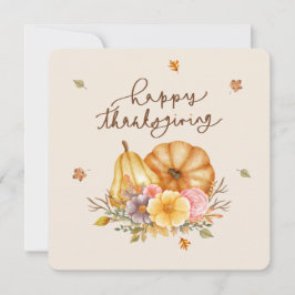 Rustik Blommigt Pumpkins Happy thanksgiving Card Kort