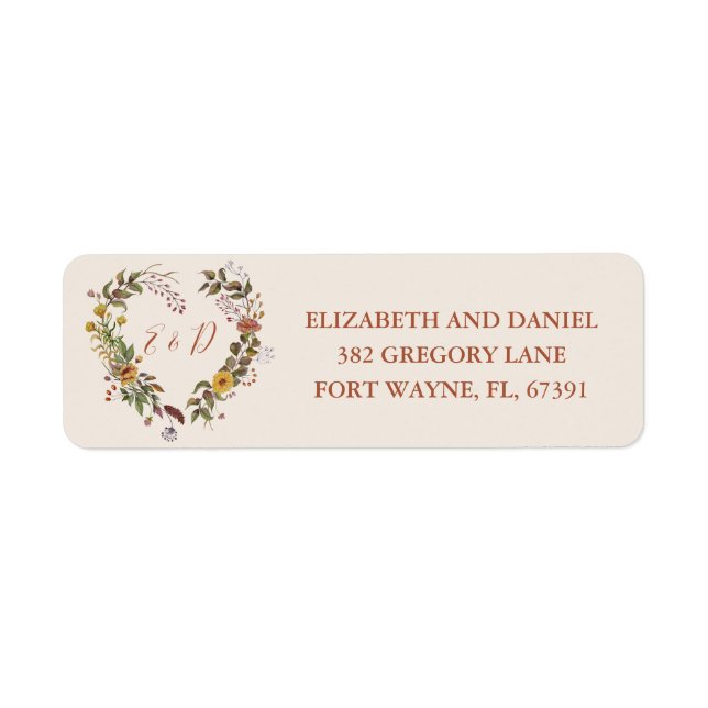 Rustik Blommigt Returadress höstblommor Returadress Etikett (Framsidan)