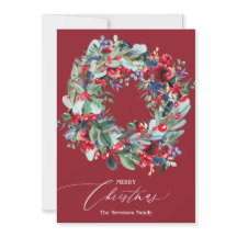 Rustik blommigt, rödmarint blått julkrans