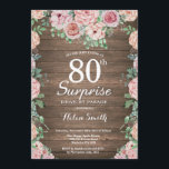 Rustik Blommigt Rosa Surprise 80th Drive-by-Parad Inbjudningar<br><div class="desc">Rustik Blommigt Rosa Peonies Surprise 80:e inbjudan till kvinnor via Parad. Vattenfärgsblomma Blommigt blomma. Elegant Rosa ros och Peony Flowers. Vuxen födelsedag. Rustic Wood-bakgrund. Land Vintage Retro. 13:e 15:e 16:e 18:e 20:e 30:e 40:e 60:e 70:e 80:e 90:e 100:e, alla åldrar. Om du vill göra ytterligare anpassningar klickar du på knappen...</div>