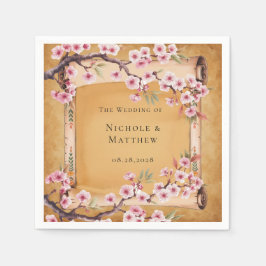 Rustik Blommigt Rulla Cherry Blommar Bröllop Pappersservett