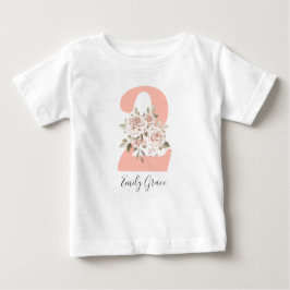 Rustik Blommigt Shabby chic Ro 2:a födelsedagen Pa T Shirt