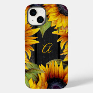 Rustik blommigt: solblommor gult laduvirke monogra