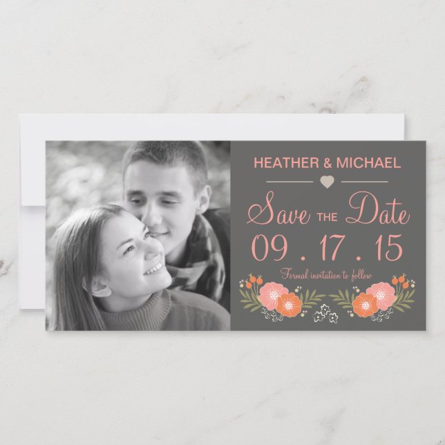 Rustik Blommigt Spara datum Datumet (Framsida)