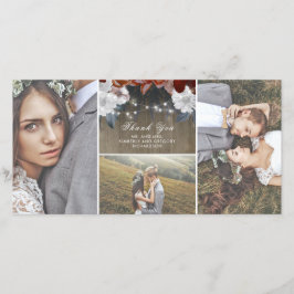 Rustik Blommigt String Ljus Wood Bröllop Tack Kort