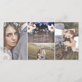 Rustik Blommigt String Ljus Wood Bröllop Tack Kort