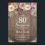 Rustik Blommigt Surprise 80:e födelsedagsinbjudan Inbjudningar<br><div class="desc">Rustik Blommigt Överrasken 80:e födelsedagsinbjudan till kvinnor. Vattenfärgsblomma, Rustic Blommigt, bakgrund. Vintage Retro. Vuxen födelsedag. Kvinnliga Dam Tonåring tonårsdagen Bash Inbjudan. 13:e 15:e 16:e 18:e 20:e 30:e 40:e 60:e 70:e 80:e 90:e 100:e. Vilken ålder som helst. Om du vill göra ytterligare anpassningar klickar du på knappen Anpassa och användor verktygen...</div>