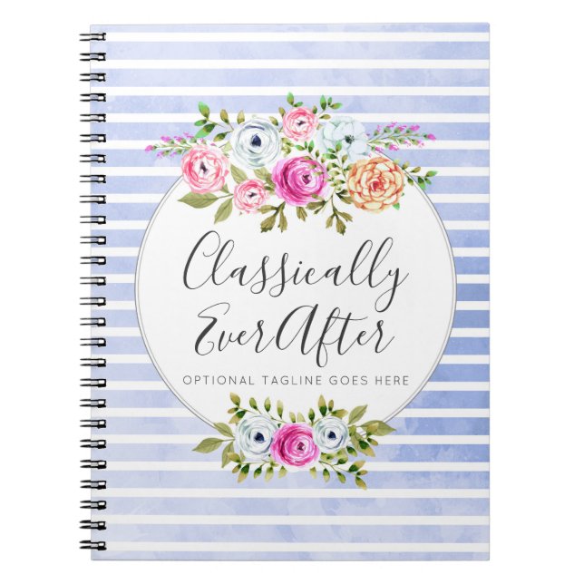 Rustik Blommigt Vatercolor Modern Rand Shabby chic Anteckningsbok (Framsidan)