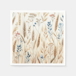 Rustik Blommigt Vatercolor Wheat Elegant bröllop Pappersservett