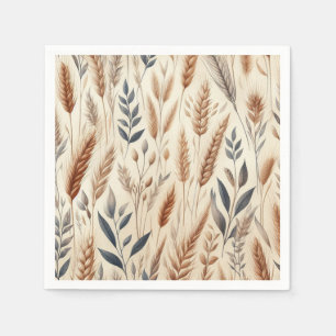 Rustik Blommigt Vatercolor Wheat Elegant bröllop Pappersservett