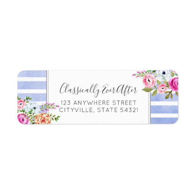 Rustik Blommigt - vattenfärgsmodern Returadress Etikett (Framsidan)