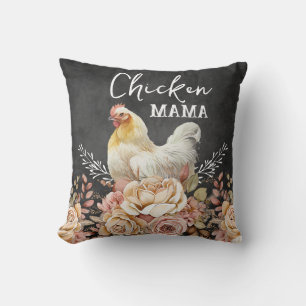 Rustik Blommigt Watercolor Chicken Mamma Kudde