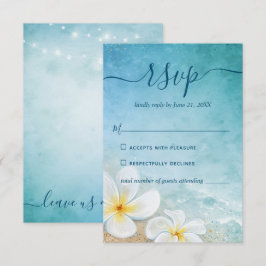 Rustik Blommigt Watercolor Elegant Beach Wedding OSA Kort