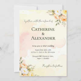 Rustik Blommigt Watercolor Ro bröllopsinbjudan Inbjudningar