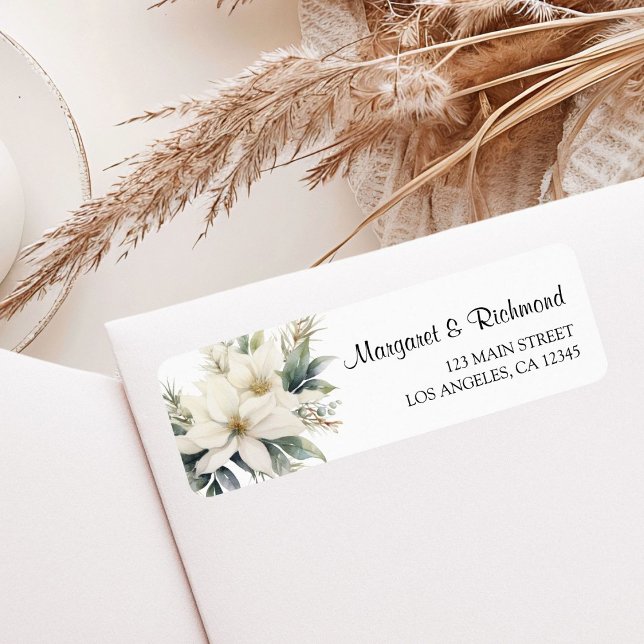 Rustik Blommigt Winter Wedding Bröllop Adress Returadress Etikett (Skapare uppladdad)