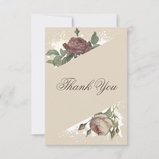 Rustik blommodern burgunder Marsala baby shower Tack Kort (Framsida)