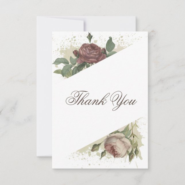 Rustik blommodern burgunder Marsala baby shower Tack Kort (Framsida)