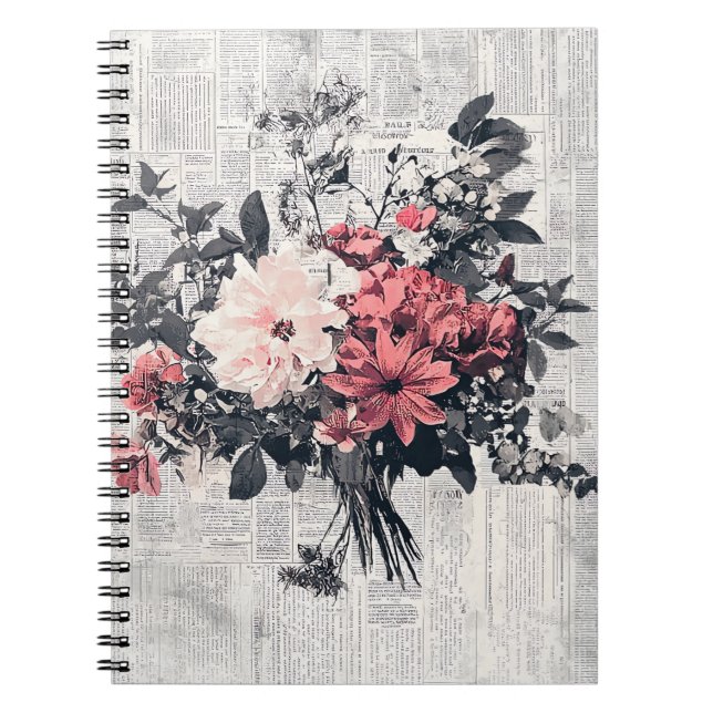 Rustik blomning och kalligrafi - Åldras Brun Pappe Anteckningsbok (Framsidan)