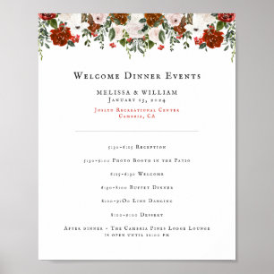 Rustik blomster Boho botaniskt bröllopsprogram Poster