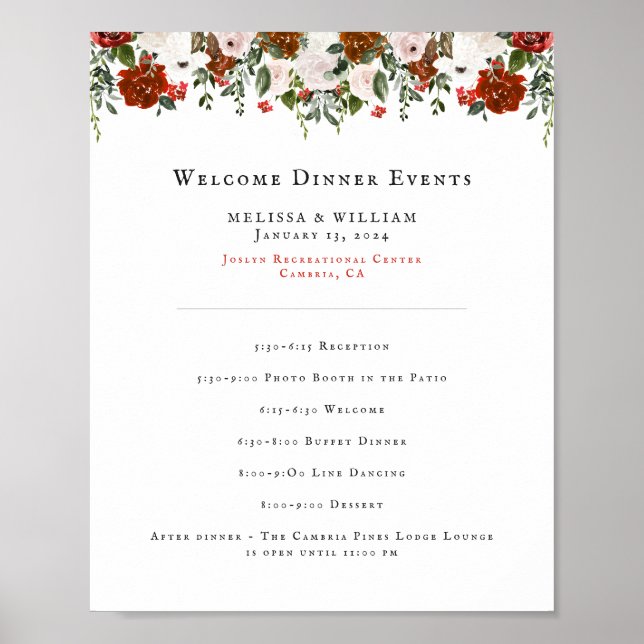 Rustik blomster | Boho botaniskt bröllopsprogram Poster (Framsidan)