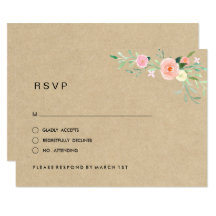 Rustik blomster boho bröllop RSVP
