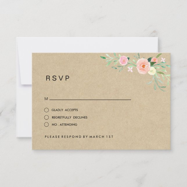 Rustik blomster boho bröllop RSVP OSA Kort (Framsida)