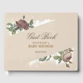 Rustik blomster burgunder Marsala modern baby show Gästböcker