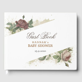 Rustik blomster burgunder marsala modern baby show gästböcker