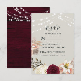 Rustik blomster burgundy bröllop RSVP-kort OSA Kort
