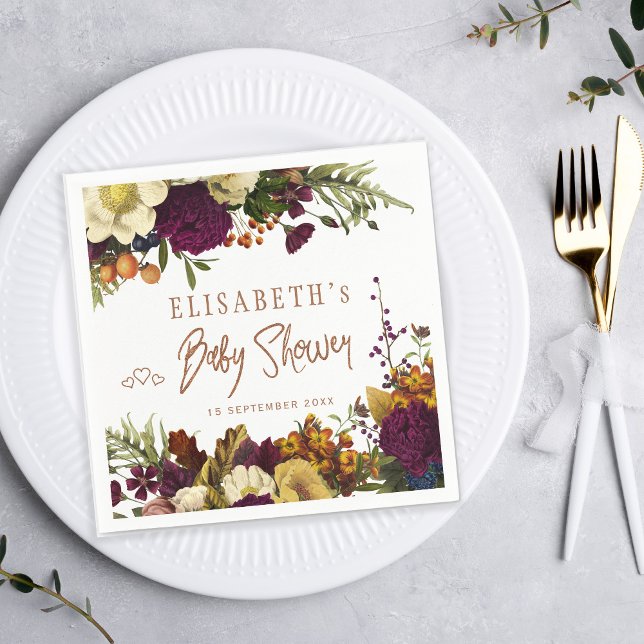 Rustik blomster elegant höst höst baby shower pappersservett (Skapare uppladdad)
