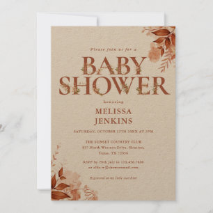 Rustik blomster höst baby shower inbjudningar