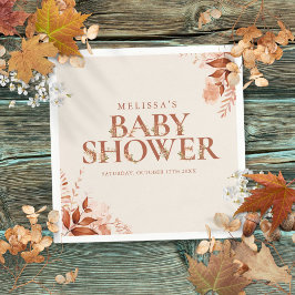 Rustik blomster höst baby shower pappersservett