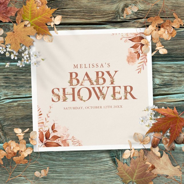 Rustik blomster höst baby shower pappersservett (Rustic Floral Autumn Fall Baby Shower Napkins)